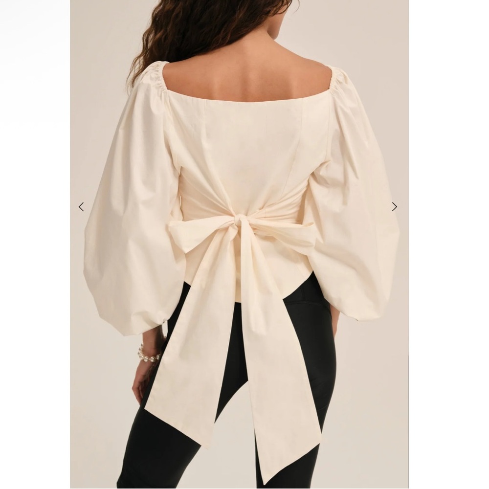 For Love & Lemons Marion Puff Sleeve Romantic Boned Corset Top Ivory Large NEW - Picture 8 of 14